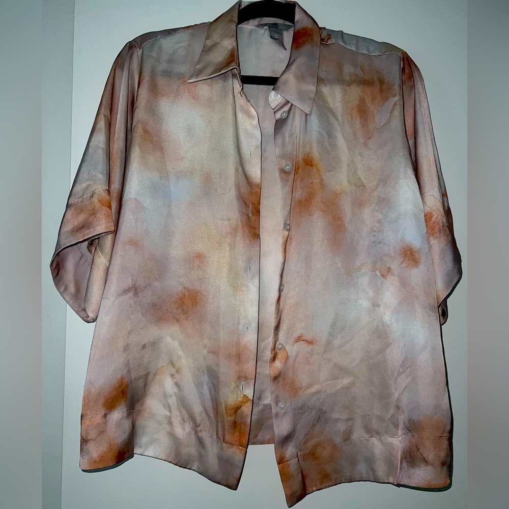 H&M Watercolor Short Sleeve Blouse